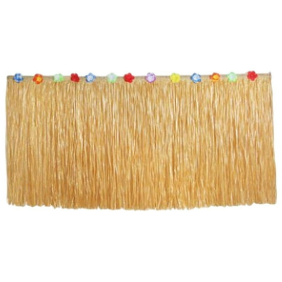 Hawaiian Artificial Grass Table Skirt for 39.37inchx23.62inch Rectangle Tables, Party Decoration, Brown