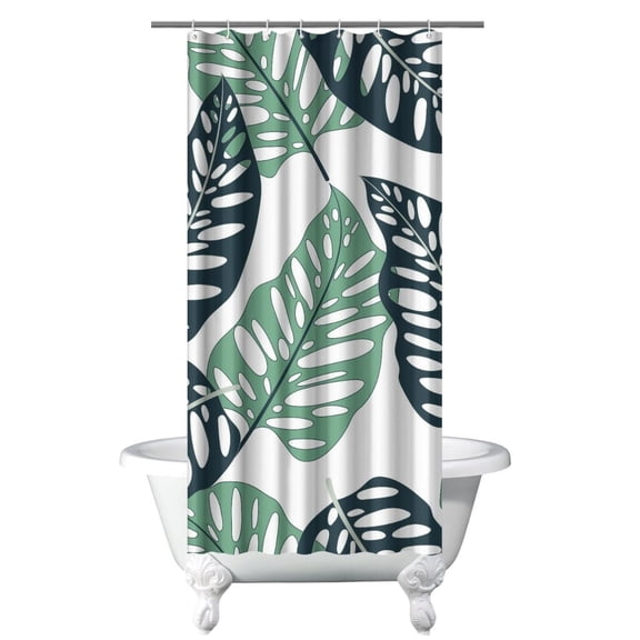 Hawaiian Beach Landscape Boho Shower Curtain, Waterproof Fabric with Exotic Palm Tree and Jungle Safari Prints, Machine Washable, Ideal for Home and Airbnb Bathrooms