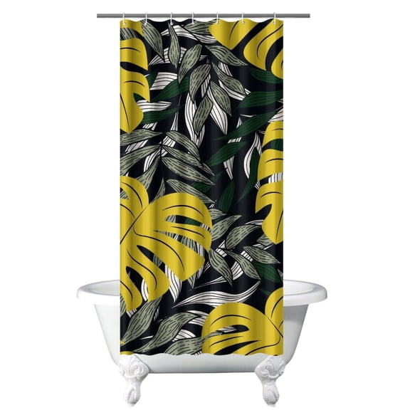 Hawaiian Beach Landscape Boho Shower Curtain, Waterproof Fabric with Exotic Palm Tree and Jungle Safari Prints, Machine Washable, Ideal for Home and Airbnb Bathrooms