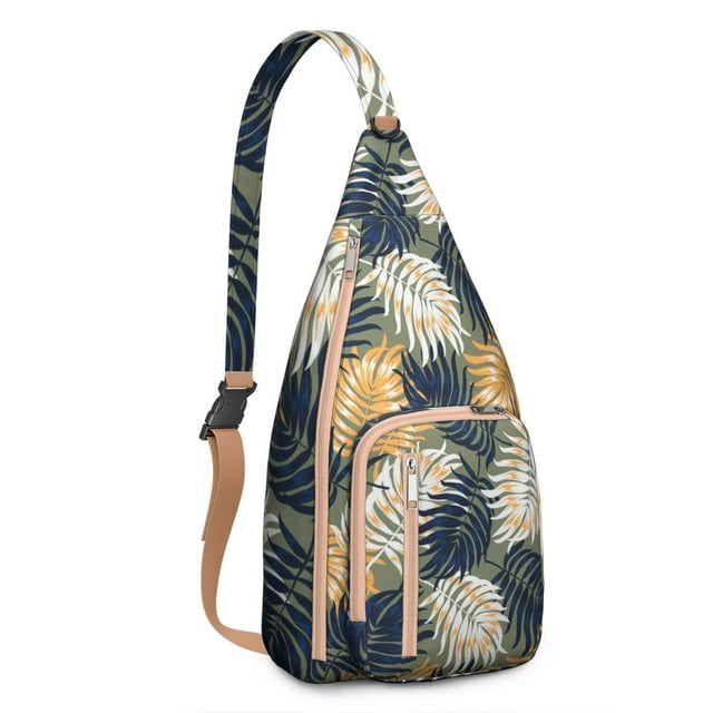 Hawaiian Beach Landscape Sling Backpack – Coastal Paradise Sunset Print Crossbody Bag, Compact for Essentials