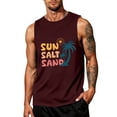 thumbnail image 1 of Hawaiian Beach Muscle Shirts for Men, Mens Letter Graphic Cut Off Sleeveless Tank Tops Gym Workout Shirts for Summer Vacation, 1 of 3