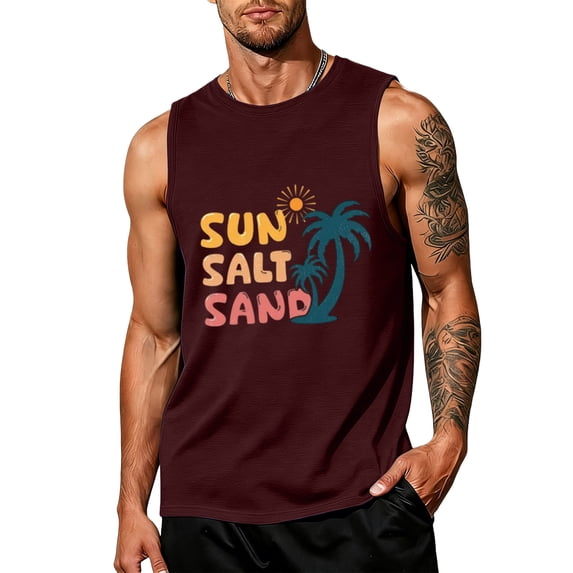 Hawaiian Beach Muscle Shirts for Men, Mens Letter Graphic Cut Off Sleeveless Tank Tops Gym Workout Shirts for Summer Vacation