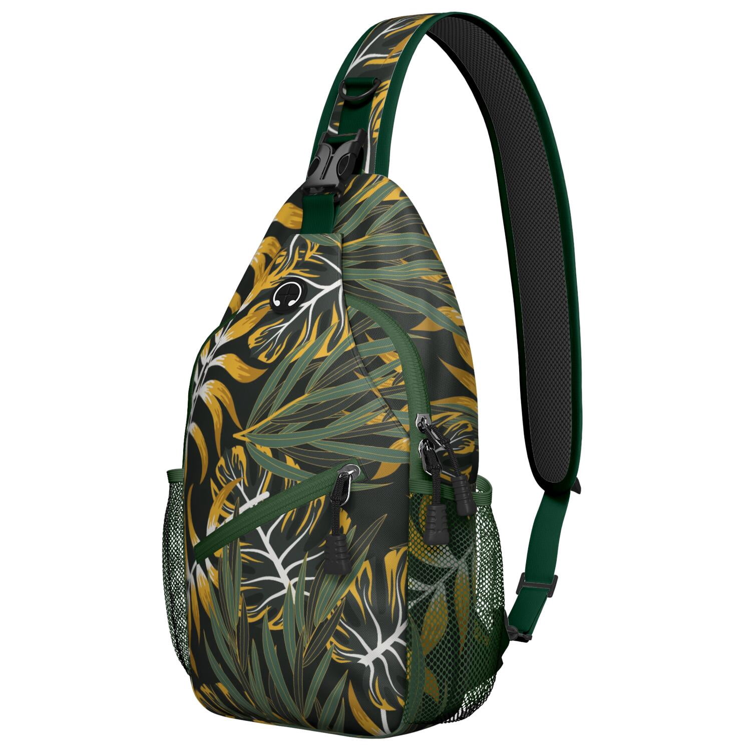 LEX BREEZY Hawaii Leaf Print Backpack Bag Hawaiian Beach Aloha Areca Keep It Light Backpack in Frappe on Black | ALOHA  main image 4