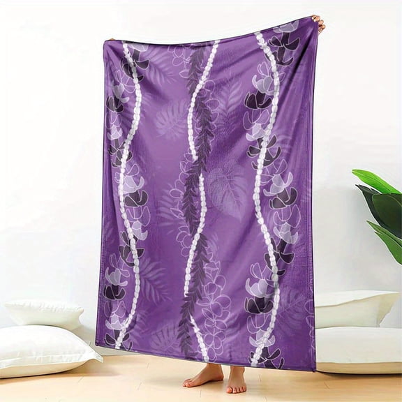 Hawaiian Blanket with Purple Turtle Shell Pattern, Soft and Comfortable for Sofa, Bedroom, Living Room Gifts