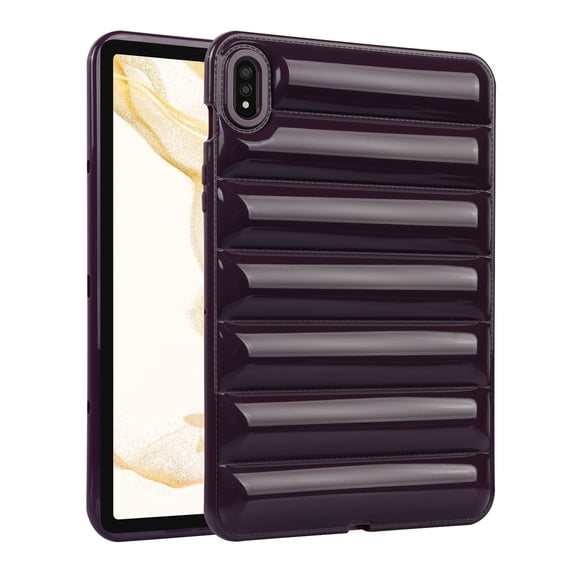 Allytechgroup Protective Case for Samsung Galaxy Tab S10+ / S9+ / S9 FE+ 12.4", Shockproof Puffy Bumper Cover with Soft Flexible Back, Lightweight Stand Case for Women & Kids, Purple