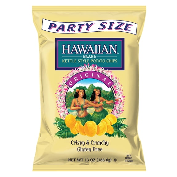 Hawaiian Brand Original Potato Chips, Gluten-Free, Party Size, 13 oz Bag