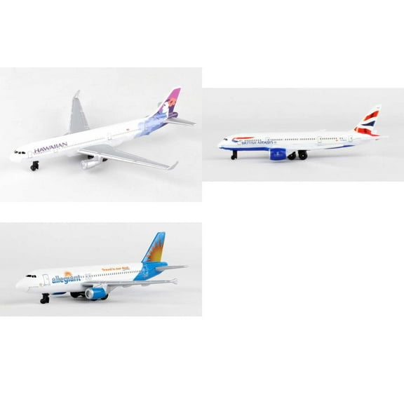 Hawaiian, British Airways, Allegiant Airlines Diecast Airplane Package - Three 5.5" Diecast Model Planes