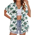 thumbnail image 1 of Hawaiian Button Down Shirts for Women Casual Short Sleeve Floral Print Blouses Summer Tops, 1 of 5