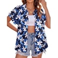 thumbnail image 1 of Hawaiian Button Down Shirts for Women Casual Short Sleeve Floral Print Blouses Summer Tops, 1 of 7