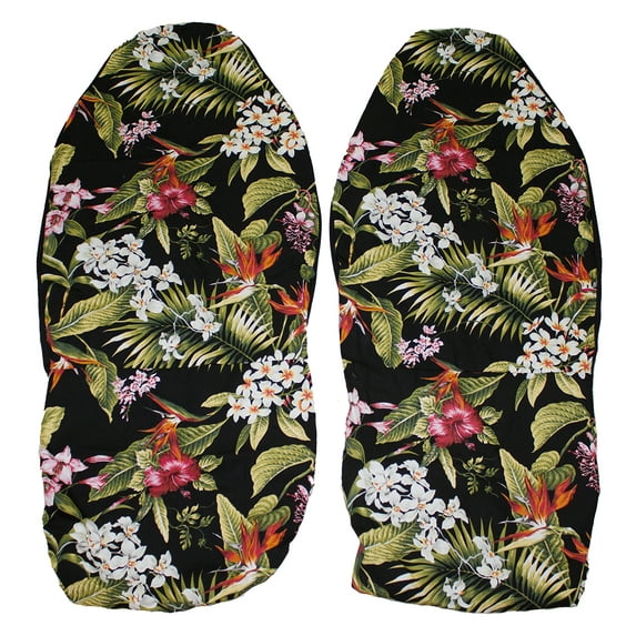 Hawaiian Car Seat Covers, Black and Pink Red Flower, Set of 2 Front Bucket seat covers, Made in Hawaii USA