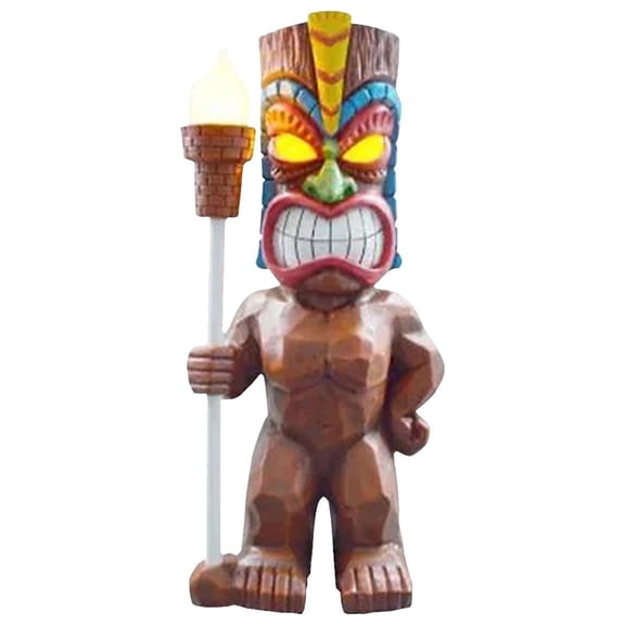 Hawaiian Character Statue Solar Garden Light Totem, LED Outdoor Luminous Ornament Figurine Yard Patio Decoration