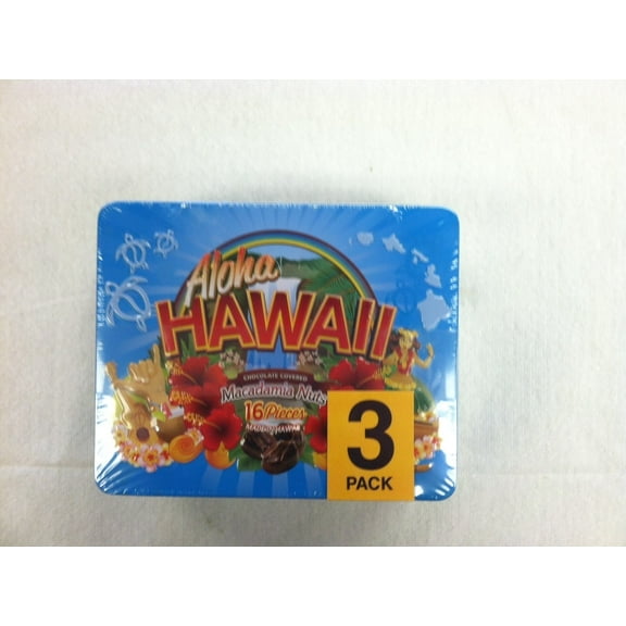 Hawaiian Chocolate Macadamia Nuts, 3 Pack-3.2 oz. Keepsake Tins