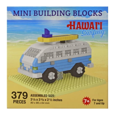 Hawaiian Collectible Mini Building Block Bus & Surf Board