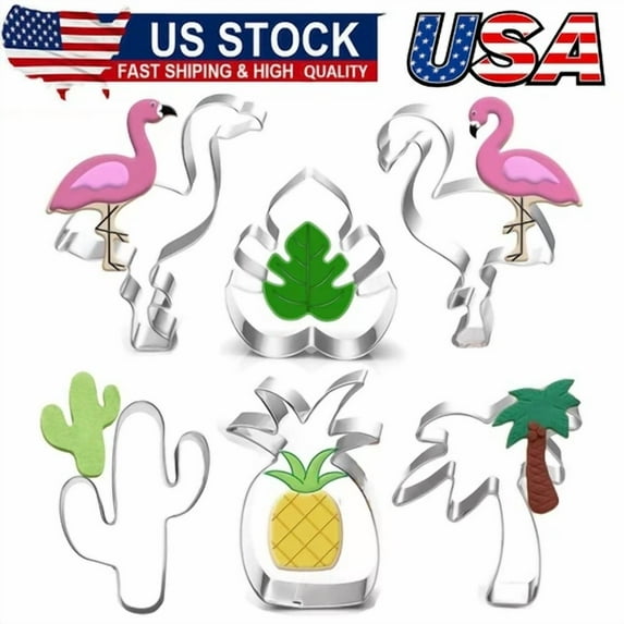 Hawaiian Cookie Cutter Set-Cactus, Pineapple, Flamingo, Monstera Leaf, Palm Tree
