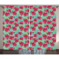 thumbnail image 1 of Ambesonne Hawaiian Curtains 2 Panel Set, Botanical Hibiscus, 108" x 108", Magenta Seafoam, 1 of 3