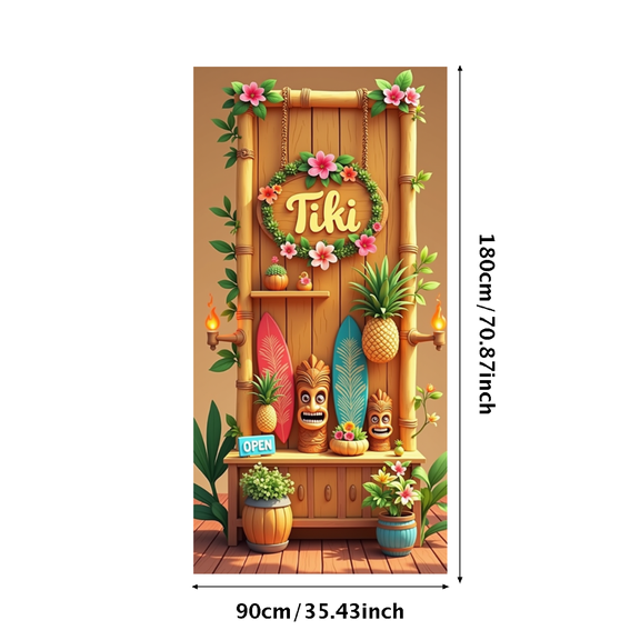 Hawaiian Decor Tiki Banner Tropical Design Bamboo Elements for Luau Party Beach Decor Outdoor Events Summer Celebration