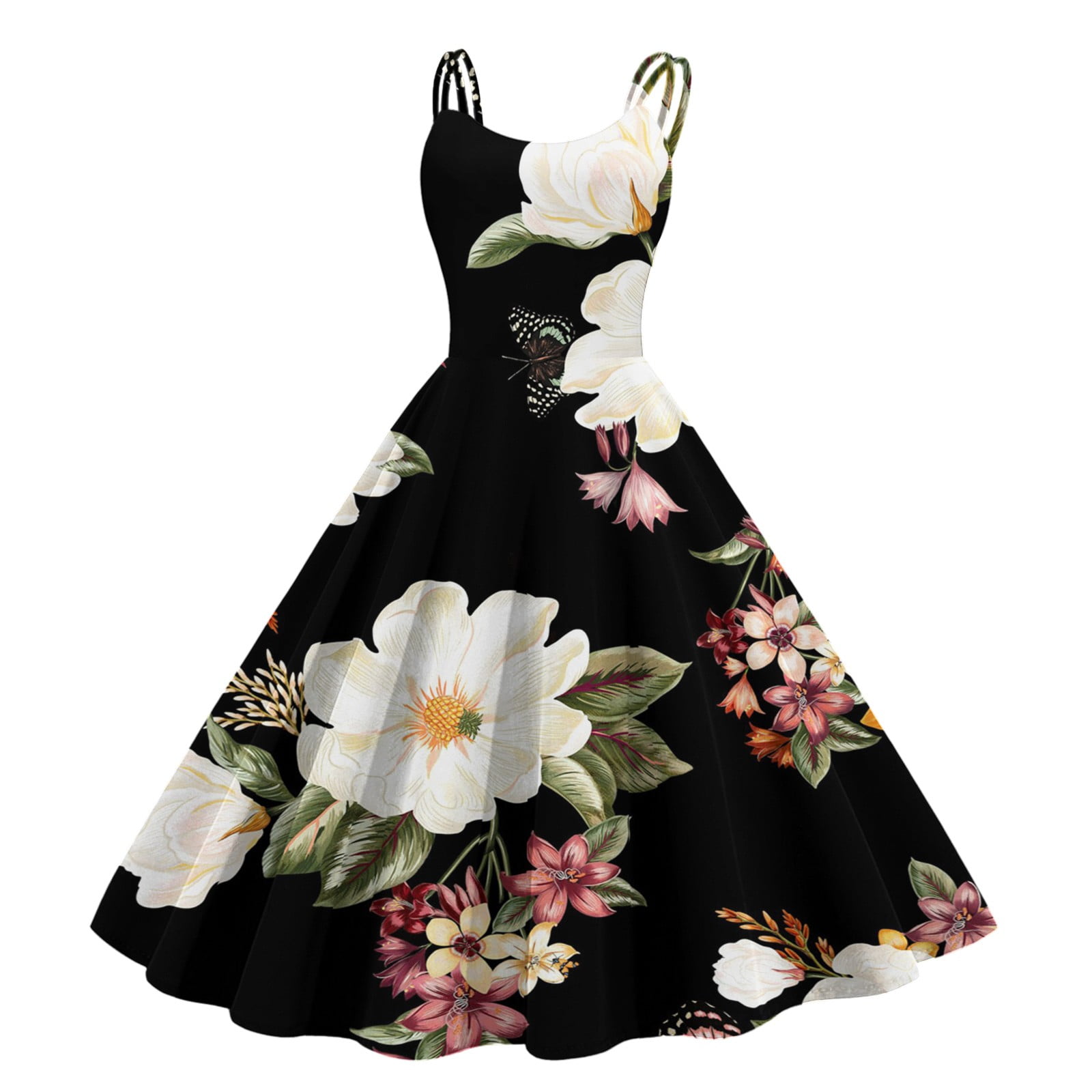 Tshirt Dress Women Vintage Dresses For Women Sleeveless Knee Length Retro A Line Flared Swing Formal Prom Party Dress Dress for Women Walmart