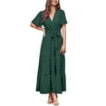 thumbnail image 1 of Hawaiian Dresses For Women, Polka Dot Dress Smocked Casual V Neck Tunic Pleated Short Sleeve Beach Vacation Long Dress Dusty Rose Bridesmaid Black Sweater Dress Clothes Dresses (L, Green) ZMTing, 1 of 2