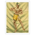 thumbnail image 1 of Hawaiian Drummer (Mea hoʻokani pahu) - Vintage Hawaiian Airbrush Art by Gill c.1940s - Fine Art Matte Paper Print (Unframed) 24x32in, 1 of 4
