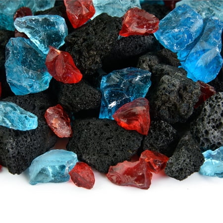 Hawaiian Dusk Fire Pit Glass & Lava Rock Blend | 3/8"-3/4", 10 lbs