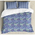 thumbnail image 1 of Hawaiian Duvet Cover Set, Ornamental Palm Leaf Silhouettes in Repetitive Pattern Art Print, Decorative 3 Piece Bedding Set with 2 Pillow Shams, King Size, Dark Violet and Multicolor, by Ambesonne, 1 of 3