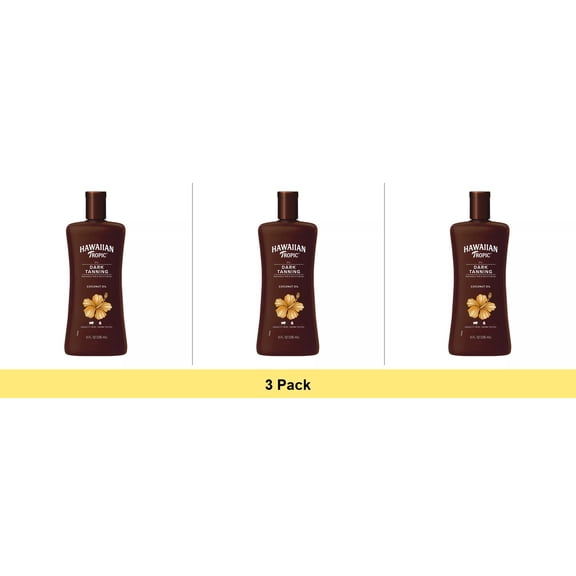 Hawaiian Exotic Island Botanicals Tropic Dark Tanning Sun Care Moisturizing Oil, 8 oz - 3 Pack