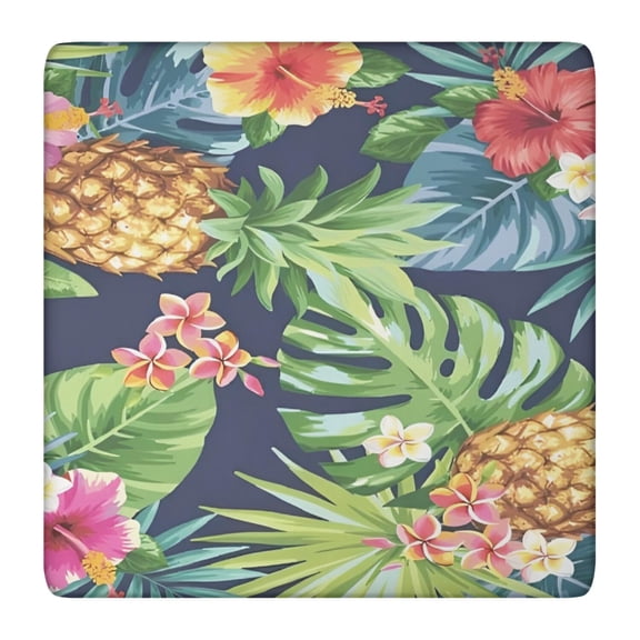 Hawaiian Exotic Square Fitted Tablecloth - Soft, Durable Elastic Cover with Summer Beach & Resort Design