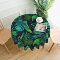 thumbnail image 1 of Hawaiian Exotic Tropical Green Leaves Tablecloth Round Summer Table Cover Washable Polyester Table Cloth for Kitchen Party Picnic Dining Decor 60 Inch, 1 of 6