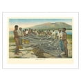 thumbnail image 1 of Hawaiian Fishermen - Hukilau Shore Fishing - From Fishes of Hawaii - Vintage Hawaiian Hand-Colored Postcard c.1905 - Bamboo Fine Art 290gsm Paper Print (Unframed) 18x24in, 1 of 4