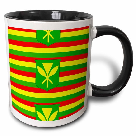 3drose, Hawaiian Flag Pattern of the Kanaka Maoli, Historical Flag of Hawaii, 11oz Two-tone Black Mug