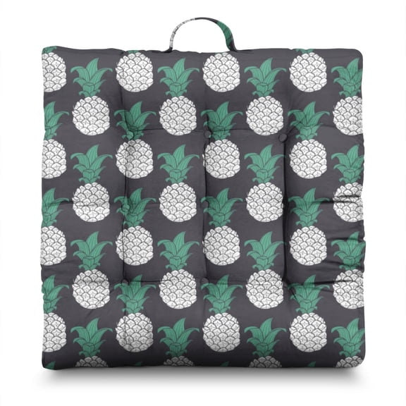 Hawaiian Floor Cushion – 22x22 Inch Square Meditation Pillow, Soft & Supportive Dutch Velvet, Tropical Pineapple Print for Yoga, Tatami & Living Room