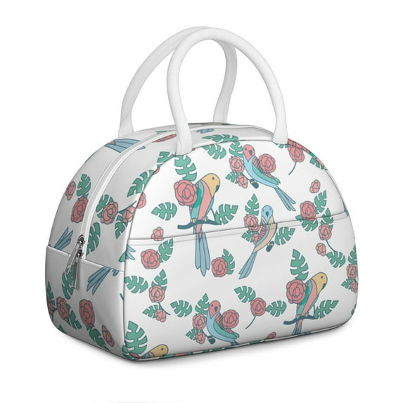 Hawaiian Floral Bird Lunch Box – Vibrant Tropical Bird & Hibiscus Print, Leakproof Insulated Cooler for Picnics, Office & Outdoor Adventures
