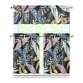 thumbnail image 1 of Hawaiian Floral Kitchen Curtains Set of 3, 27.5x36in Polyester Tier and Valance, Tropical Leaves and Exotic Flowers Pattern, Perfect for Kitchen or Bathroom Windows, 1 of 5