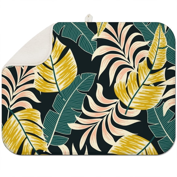 Hawaiian Floral Kitchen Drying Mat - Quick Dry Microfiber Sink Pad - Foldable Compact Design - 18"x24"