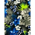thumbnail image 1 of Hawaiian Floral Print Broadcloth, 60" Wide, Sells by the Yard from Sal Tex Fabrics, Black/Royal, 1 of 1