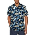 thumbnail image 1 of Hawaiian Floral Shirt Mens, Short Sleeve Hawaiian Shirts Casual Button Down Beach Shirt Navy Blue M, 1 of 7