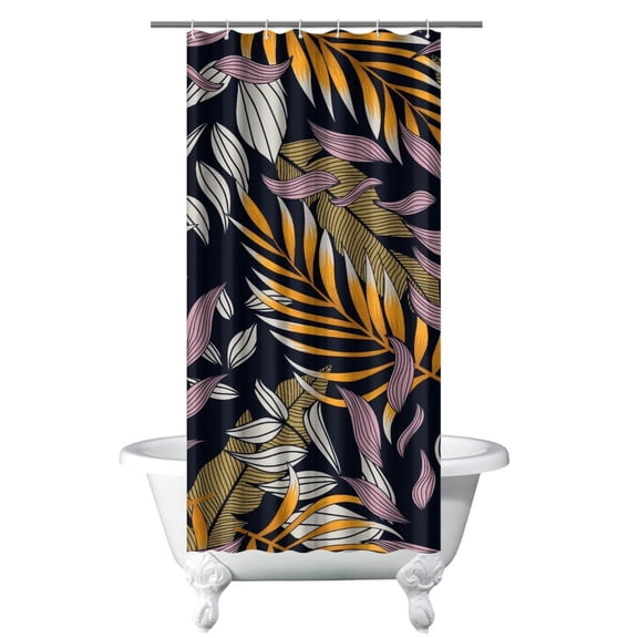 Hawaiian Floral Shower Curtain Tropical Leaf Waterproof Bathroom Drapes 36x72 Inch Machine Washable Quick Dry Hotel Style