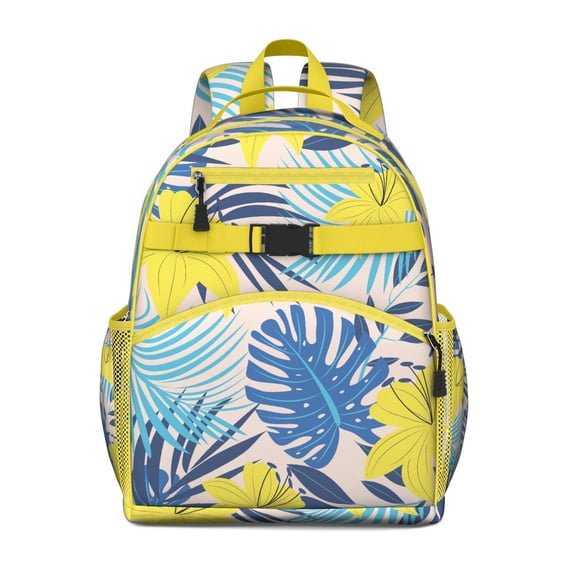 Hawaiian Floral Waterproof Backpack - Adjustable Durable Daypack with Multiple Pockets for Teens & Parents