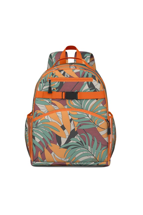 Hawaiian Floral Waterproof Daypack - Adjustable Durable Backpack with Multiple Pockets for Teens & Parents