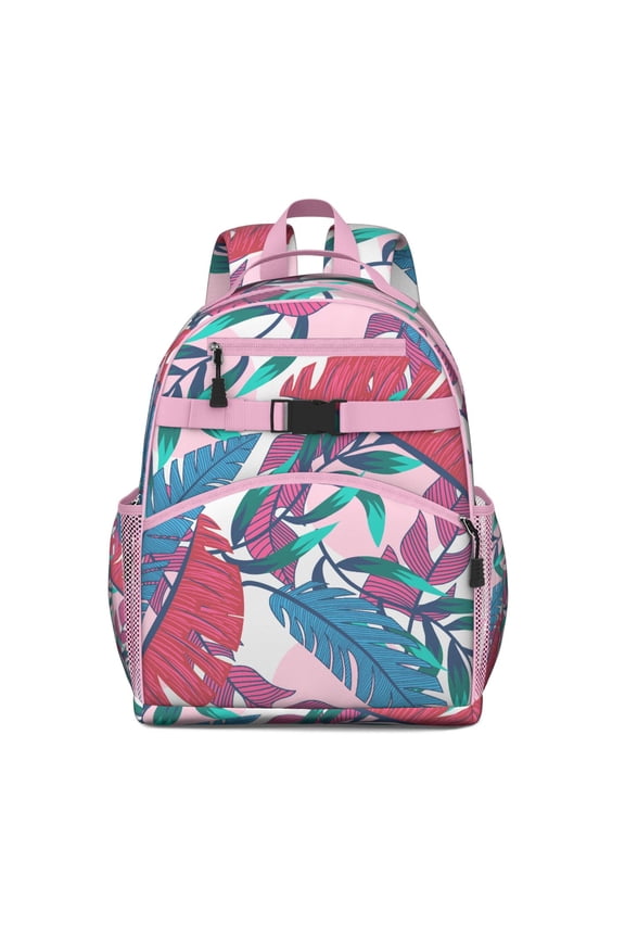 Hawaiian Floral Waterproof Daypack - Adjustable Durable Backpack with Multiple Pockets for Teens & Parents