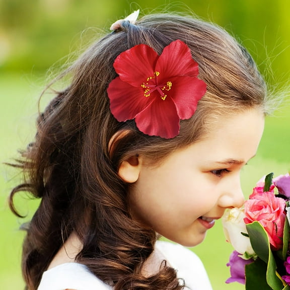 Hawaiian Flower Hair Clip, Artificial Flower Hairpin, Simulated Fusang Floral Head-dress Accessories for Summer Luau Party, Durable Lightweight Faux Flower Hair Clip for Beach Wedding and Daily Wear
