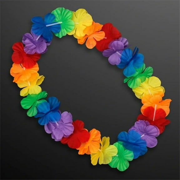 Hawaiian Flower Lei Necklace, Rainbow