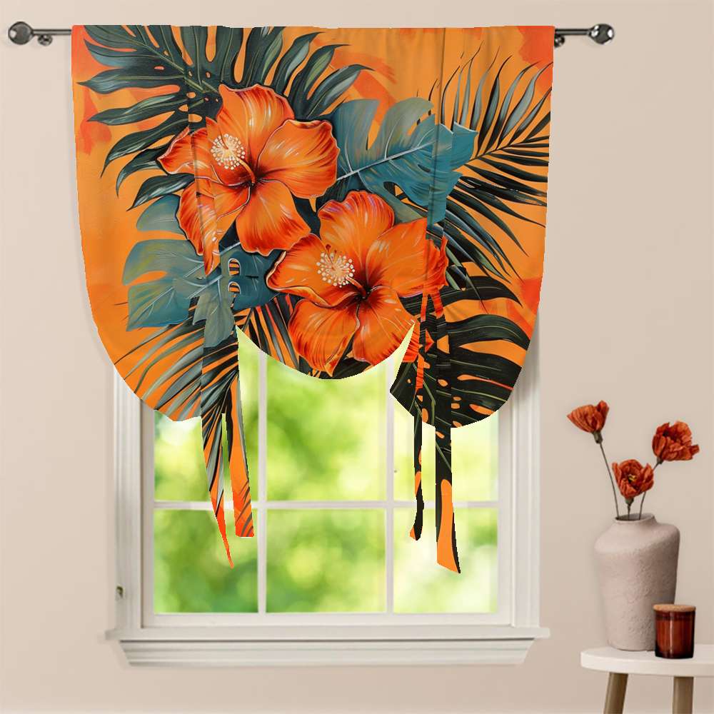 Hawainn Pattern Window Hawaiian Flower Tropical Flower Pattern Window Curtain for Living Room ...