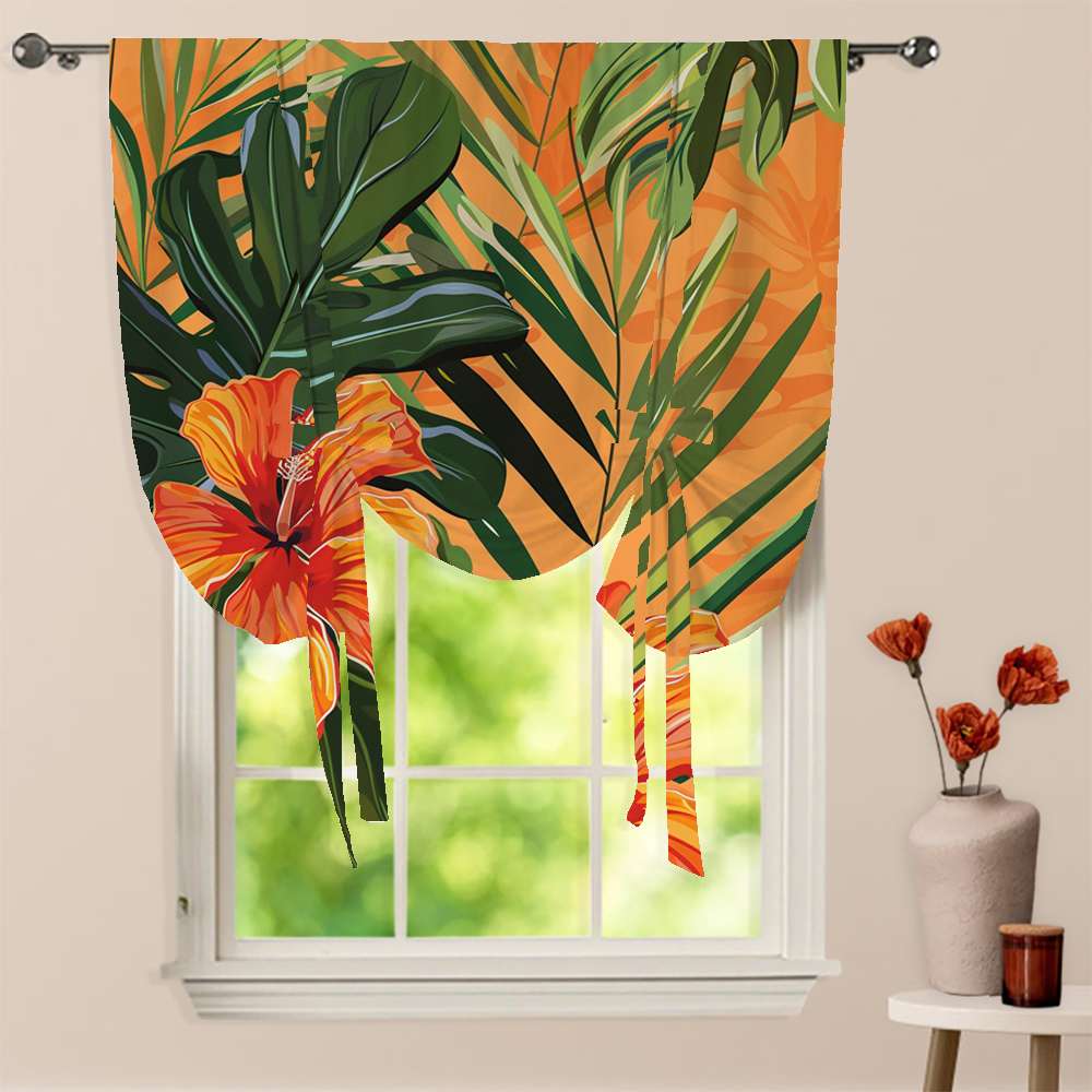 Hawainn Pattern Window Hawaiian Flower Tropical Flower Pattern Window Curtain for Living Room ...