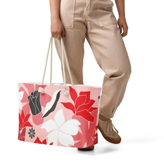 Hawaiian Flower Weekender Bag | Oversized Beach Tote | Tropical Travel Bag | Aloha Blossom Carryall