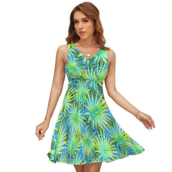 Hawaiian Flowers And Leaves for Background Dress Fashion Beach Long Dresses Female Party Printed Sundress