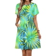 thumbnail image 1 of Hawaiian Flowers And Leaves for Background Sundress Short Sleeve Dress Summer Women Clothes Dress for Women Dresses, 1 of 7