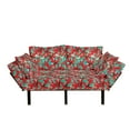 thumbnail image 1 of Hawaiian Futon Couch, Red Hibiscus Flowers with Green Leaves Aloha Garden Growth Summer Season, Daybed with Metal Frame Upholstered Sofa for Living Dorm, Loveseat, Multicolor, by Ambesonne, 1 of 4