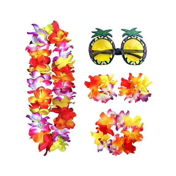 Hawaiian Garland Artificial Flowers Fabric Neck Loop for Luau Party Costumes (Colorful)