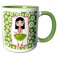 thumbnail image 1 of 3drose, Hawaiian Girl Dancer Cartoon, 15oz Two-tone Green Mug, 1 of 6
